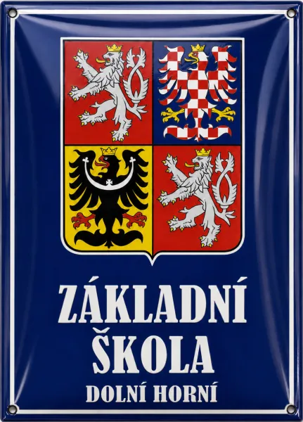 Smaltovaná cedule pro školu se státním znakem A5-skola 6